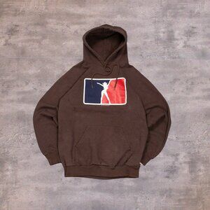 Vintage VTG 1999 90's Hotline Entertainment MLB Flip Parody Brown Boxy Hoodie